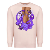 Pale Pink Cancer diva purple ribbon Premium Sweatshirt - NancyCooperArtShop
