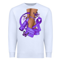 White Cancer diva purple ribbon Premium Sweatshirt - NancyCooperArtShop