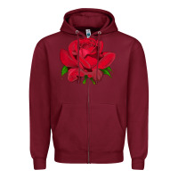 Burgundy Oklahoma Rose Illustrations Zipper Hoodie - LillyAllenDesigns