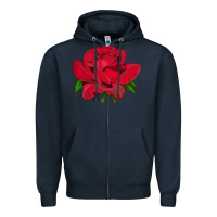 Navy Oklahoma Rose Illustrations Zipper Hoodie - LillyAllenDesigns