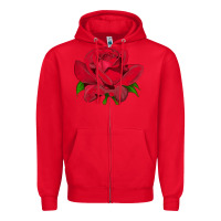 Red Oklahoma Rose Illustrations Zipper Hoodie - LillyAllenDesigns