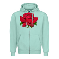 Seafoam Oklahoma Rose Illustrations Zipper Hoodie - LillyAllenDesigns