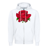 White Oklahoma Rose Illustrations Zipper Hoodie - LillyAllenDesigns