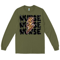 Army Green nurse lightning bolt Long Sleeve Tee - MaliasSmallBusiness