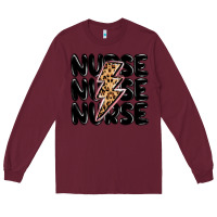 Burgundy nurse lightning bolt Long Sleeve Tee - MaliasSmallBusiness