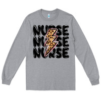 Heather Grey nurse lightning bolt Long Sleeve Tee - MaliasSmallBusiness