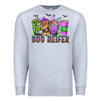 Heather Grey Boo Heifer Coffee Cups with Halloween Premium Sweatshirt - texasbilliewilder