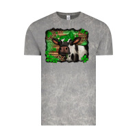 Cloud Rock st Patricks cow with leopard background holstein cow Vintage Tee - Jasminsmagicworld