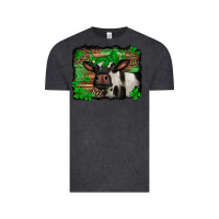Vintage Black st Patricks cow with leopard background holstein cow Vintage Tee - Jasminsmagicworld