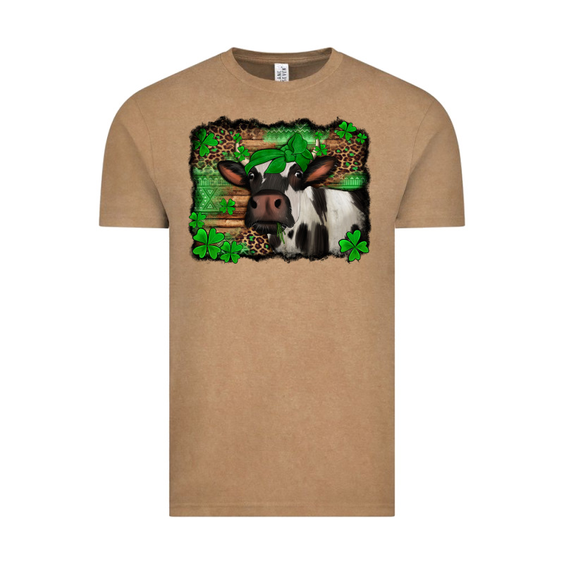 St Patricks Cow With Leopard Background Holstein Cow Vintage Tee by Jasminsmagicworld | Teevron