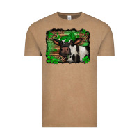 Vintage Coffee st Patricks cow with leopard background holstein cow Vintage Tee - Jasminsmagicworld