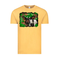 Vintage Mustard st Patricks cow with leopard background holstein cow Vintage Tee - Jasminsmagicworld