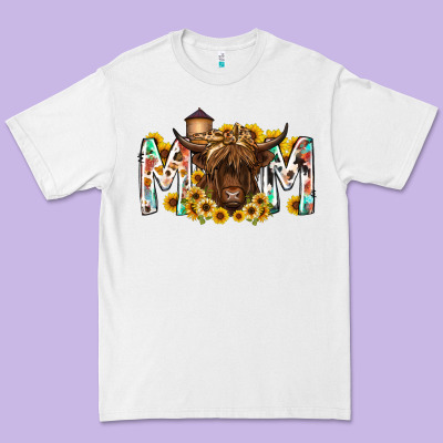 Mom Highland Cow Premium Tee Designed By Racoondesign