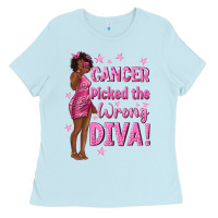 Cancer Picked The Wrong Diva With Black Woman Ladies Tee | Teevron