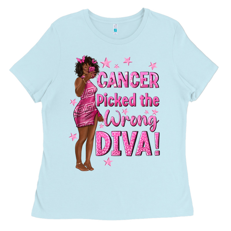 Cancer Picked The Wrong Diva With Black Woman Ladies Tee by texasbilliewilder | Teevron
