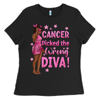 Black Cancer Picked The Wrong Diva with Black Woman Ladies Tee - texasbilliewilder