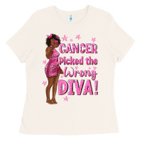Bone Cancer Picked The Wrong Diva with Black Woman Ladies Tee - texasbilliewilder