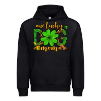 Black One lucky dog mom St. Patrick's Urban Hoodie - OliviaCreatesArt