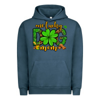 Pigment Midnight Navy One lucky dog mom St. Patrick's Urban Hoodie - OliviaCreatesArt