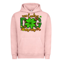 Pigment Salmon One lucky dog mom St. Patrick's Urban Hoodie - OliviaCreatesArt
