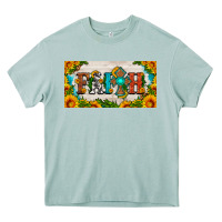 Faith Cross And Sunflower License Plate Heavy Core Tee | Teevron