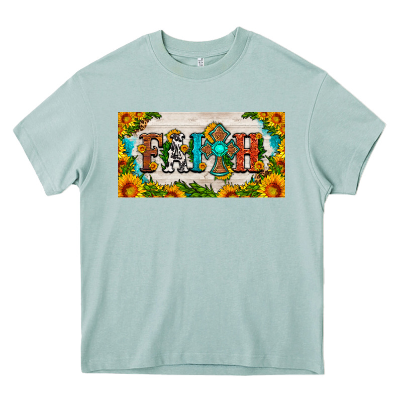 Faith Cross And Sunflower License Plate Heavy Core Tee by HRA Design Shop | Teevron