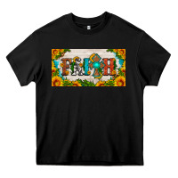 Black faith cross and sunflower license plate Heavy Core Tee - HRA Design Shop