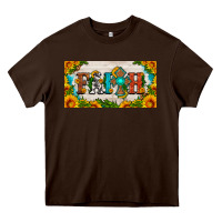 Chocolate Brown faith cross and sunflower license plate Heavy Core Tee - HRA Design Shop