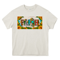 Cream faith cross and sunflower license plate Heavy Core Tee - HRA Design Shop