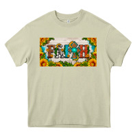 Mossy faith cross and sunflower license plate Heavy Core Tee - HRA Design Shop