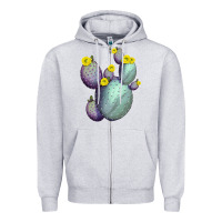Heather Grey Opunthia Santa Rita Cactus Zipper Hoodie - LillyAllenDesigns