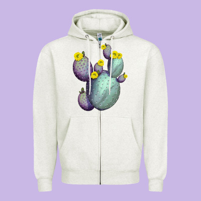 Opunthia Santa Rita Cactus Zipper Hoodie Designed By Lillyallendesigns
