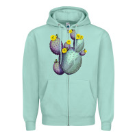 Seafoam Opunthia Santa Rita Cactus Zipper Hoodie - LillyAllenDesigns