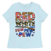 Baby Blue red white and pew pew pew Ladies Tee - Zillion Design Studio