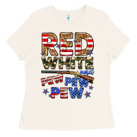 Bone red white and pew pew pew Ladies Tee - Zillion Design Studio