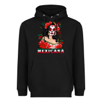 Black Mexicana with Skull Girl Heavyweight Hoodie - texasbilliewilder