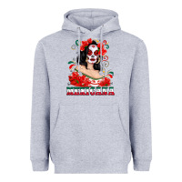 Heather Grey Mexicana with Skull Girl Heavyweight Hoodie - texasbilliewilder
