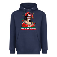 Navy Mexicana with Skull Girl Heavyweight Hoodie - texasbilliewilder