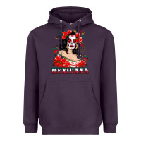 Plum Mexicana with Skull Girl Heavyweight Hoodie - texasbilliewilder