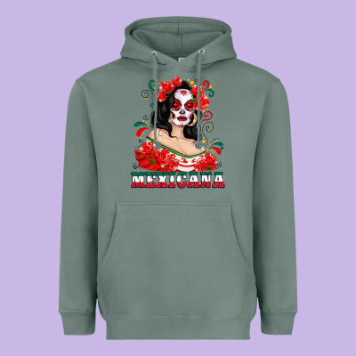 Mexicana With Skull Girl Heavyweight Hoodie Designed By Texasbilliewilder