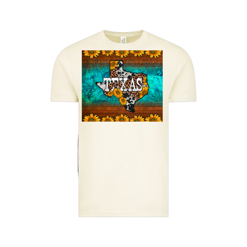 Sunflowers Cowhide Leopard Texas Map Vintage Tee by BarkalooDesign | Teevron