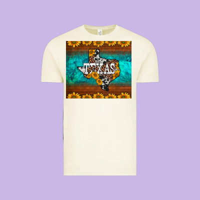 Sunflowers Cowhide Leopard Texas Map Vintage Tee Designed By Barkaloodesign
