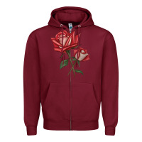 Burgundy Love Rose Zipper Hoodie - LillyAllenDesigns
