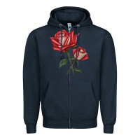 Navy Love Rose Zipper Hoodie - LillyAllenDesigns