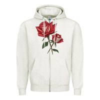 Oatmeal Heather Love Rose Zipper Hoodie - LillyAllenDesigns