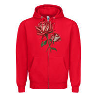 Red Love Rose Zipper Hoodie - LillyAllenDesigns