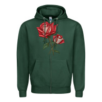 Sports Green Love Rose Zipper Hoodie - LillyAllenDesigns