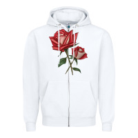 White Love Rose Zipper Hoodie - LillyAllenDesigns