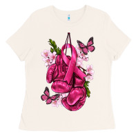 Bone Cancer Boxing Gloves with Ribbon Ladies Tee - texasbilliewilder