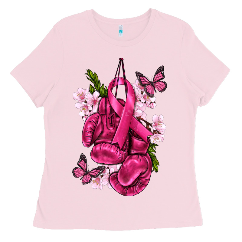 Cancer Boxing Gloves With Ribbon Ladies Tee by texasbilliewilder | Teevron